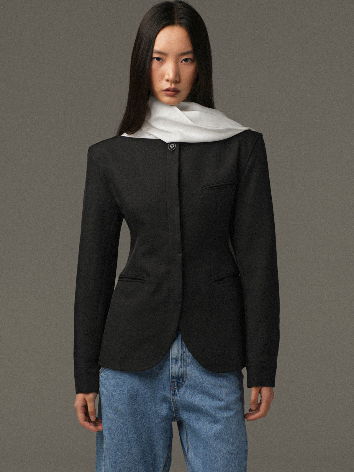 Matteo Cinched Blazer, Black