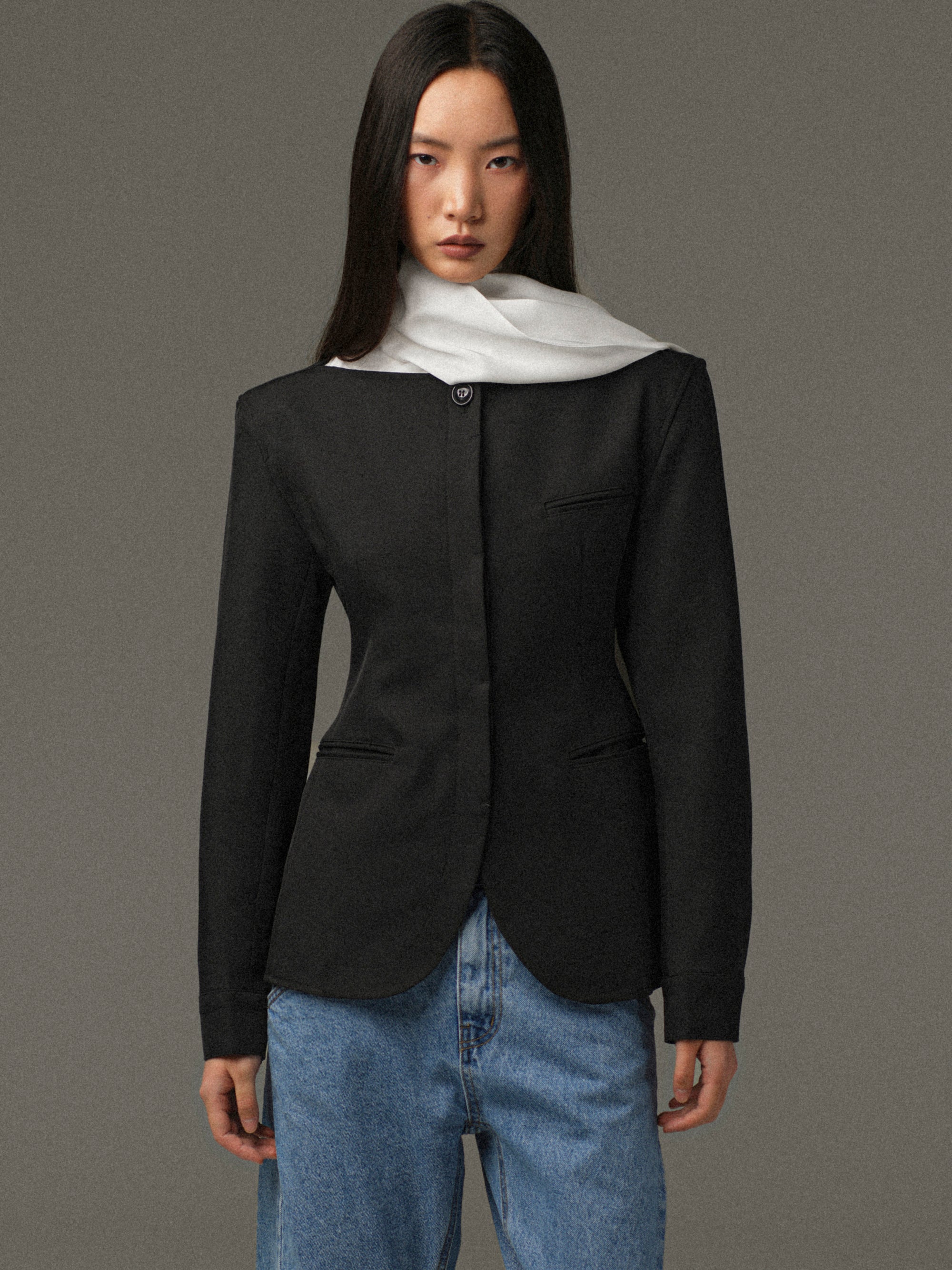 Matteo Cinched Blazer, Black
