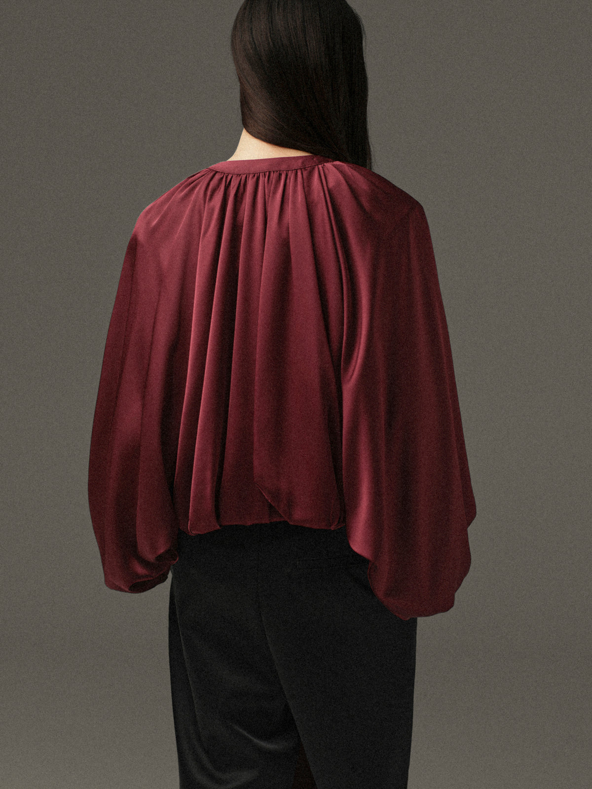 Velma Gathered Jacket, Burgundy