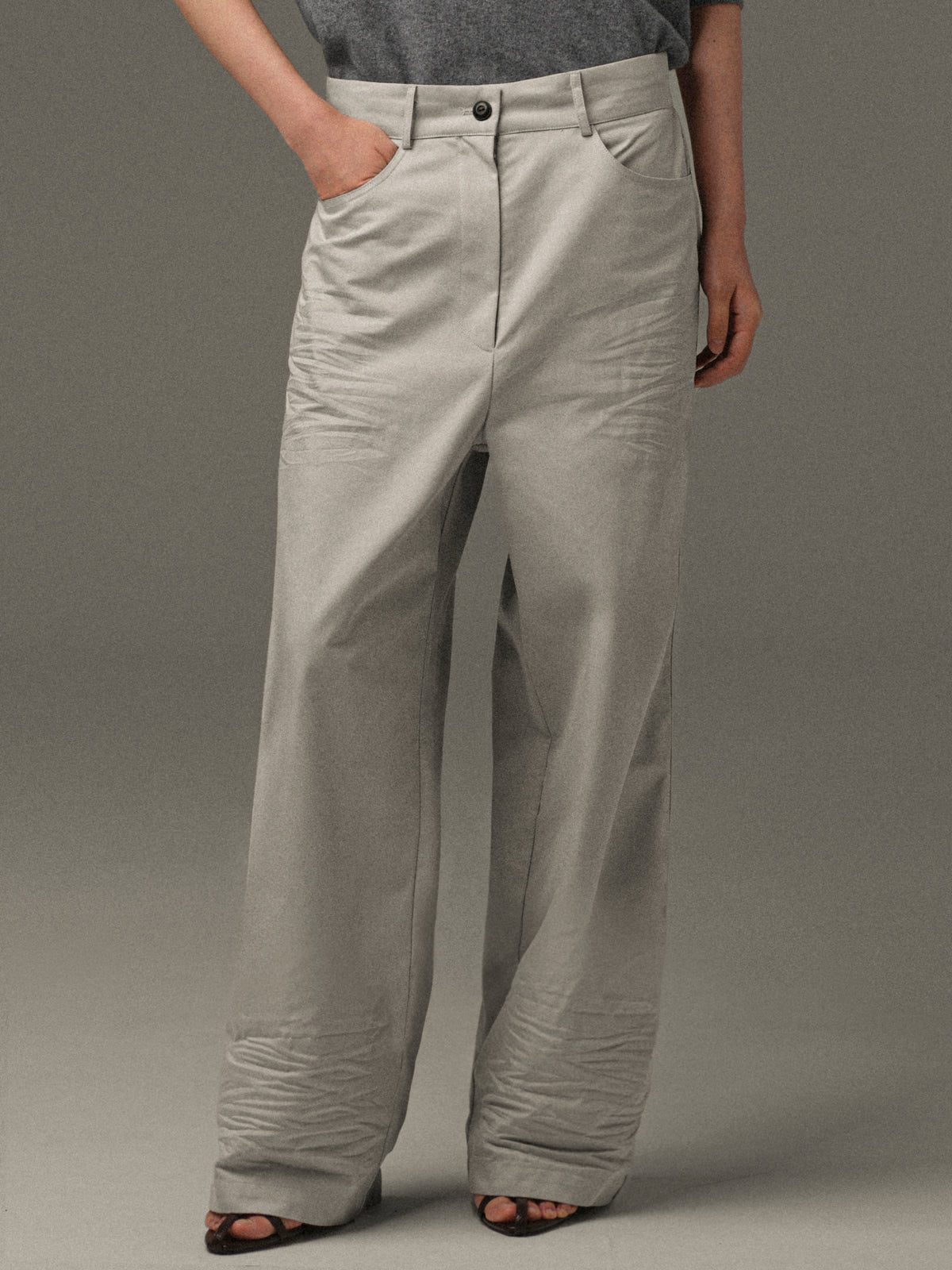 Ragni Creased-Effect Trousers, Grey