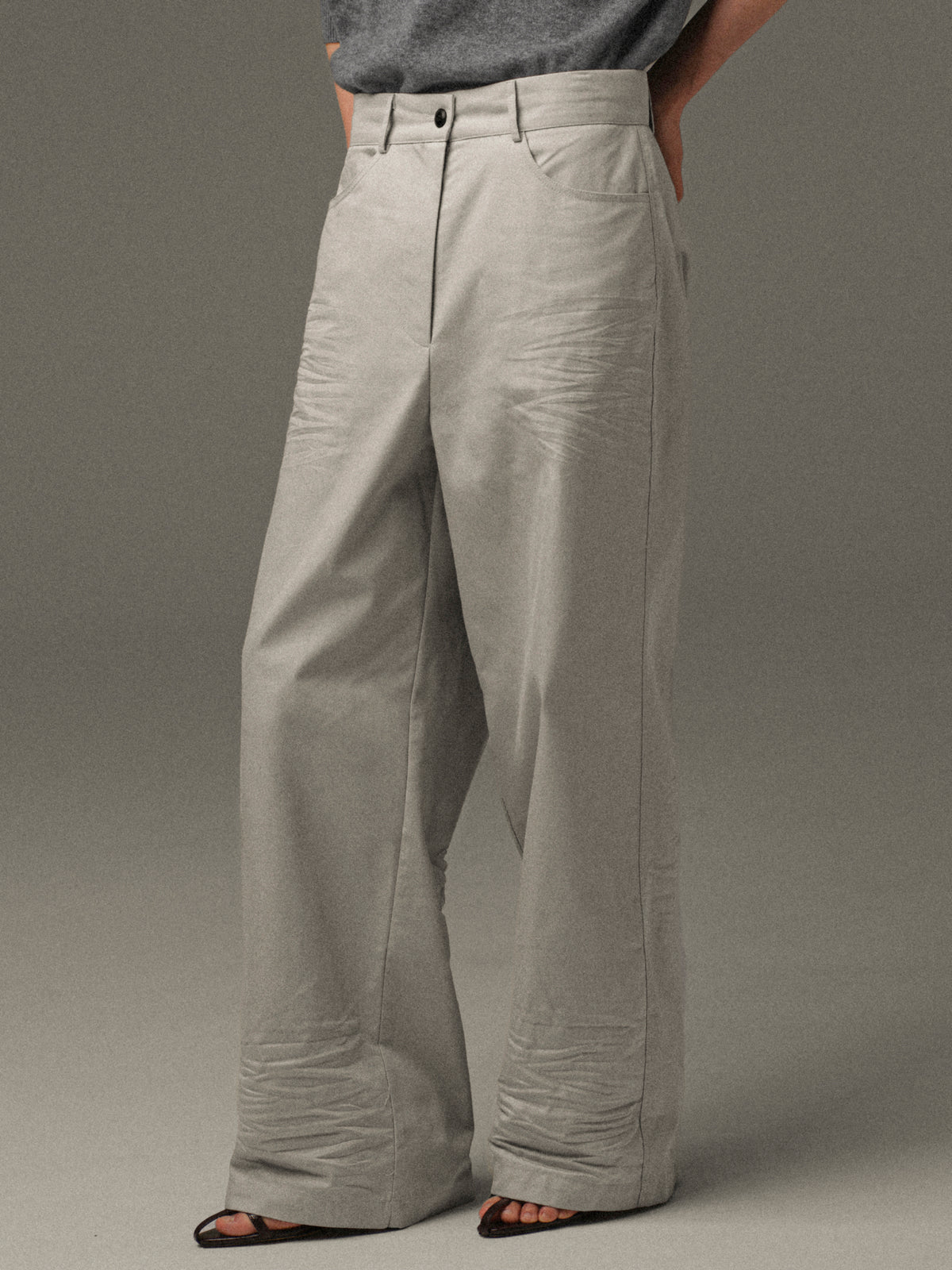 Ragni Creased-Effect Trousers, Grey