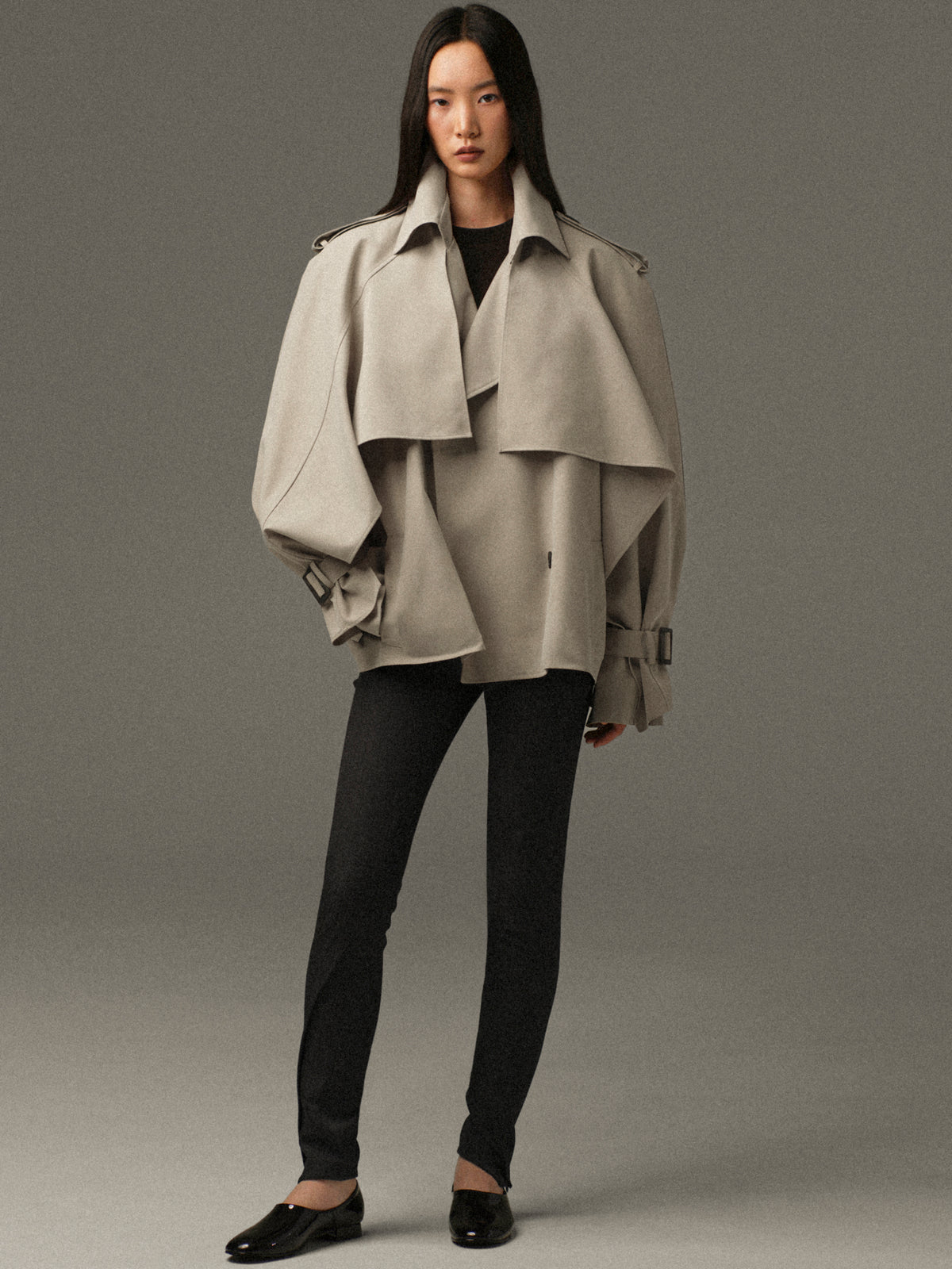 Rufus Caped Short Trench, Beige