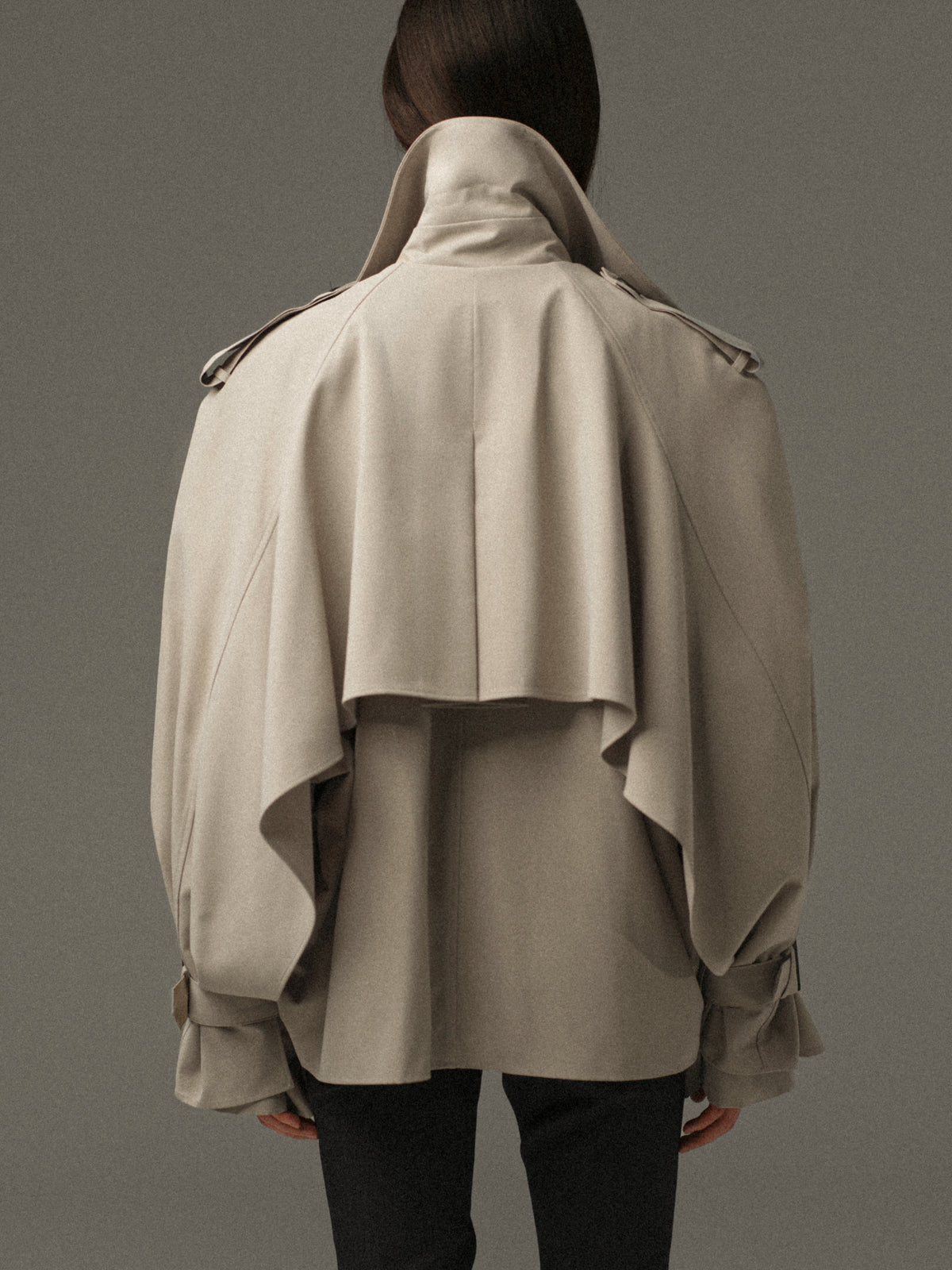 Rufus Caped Short Trench, Beige