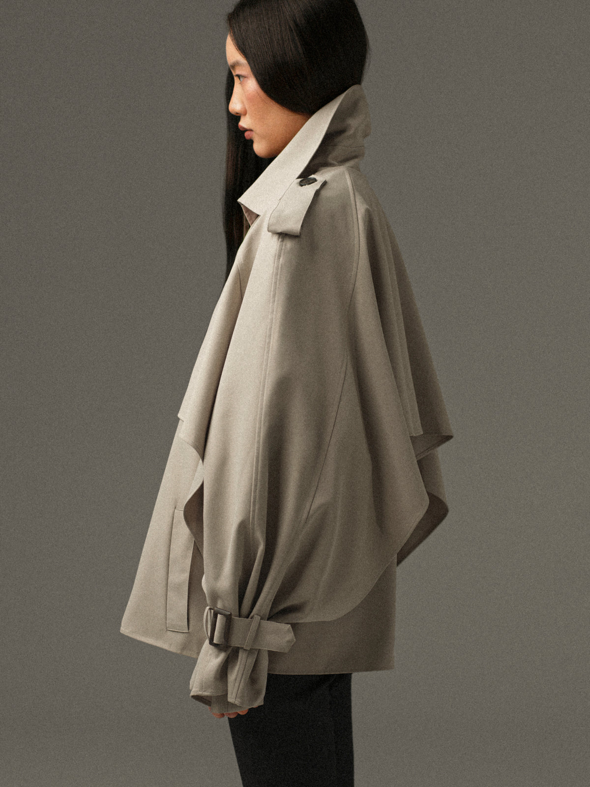 Rufus Caped Short Trench, Beige