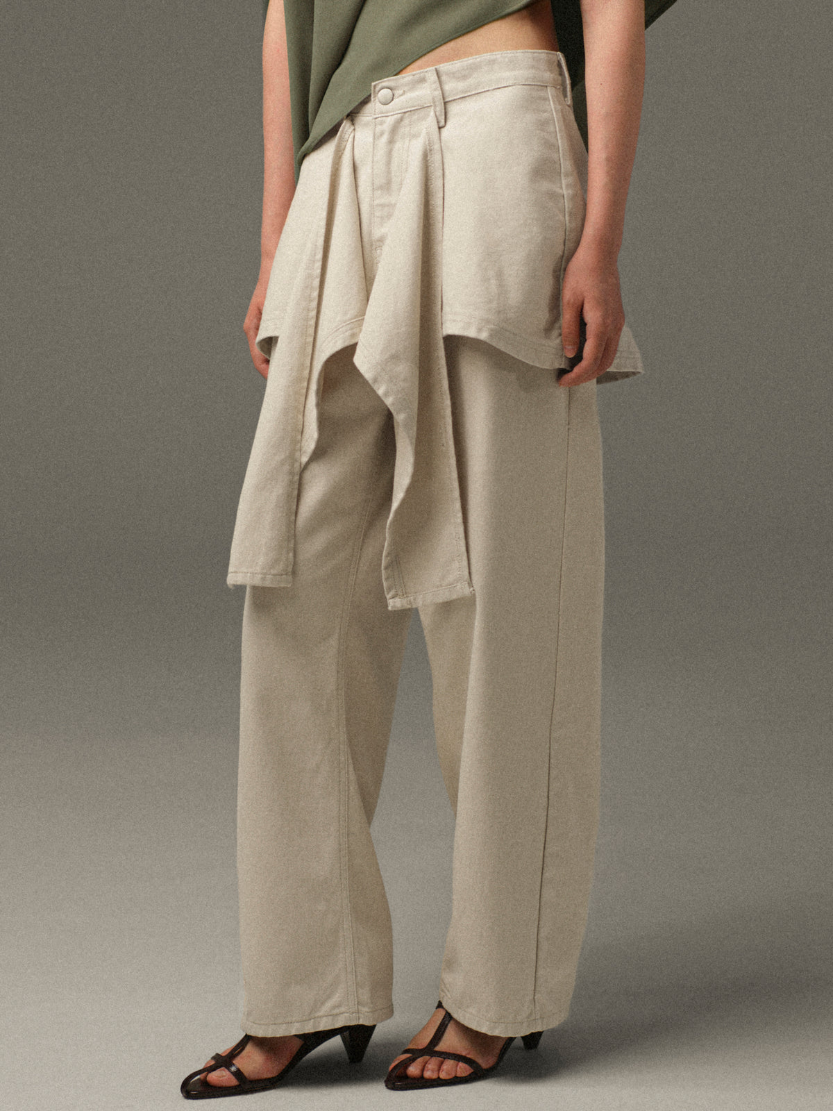 Pleno Wrap Panel Jeans, Beige