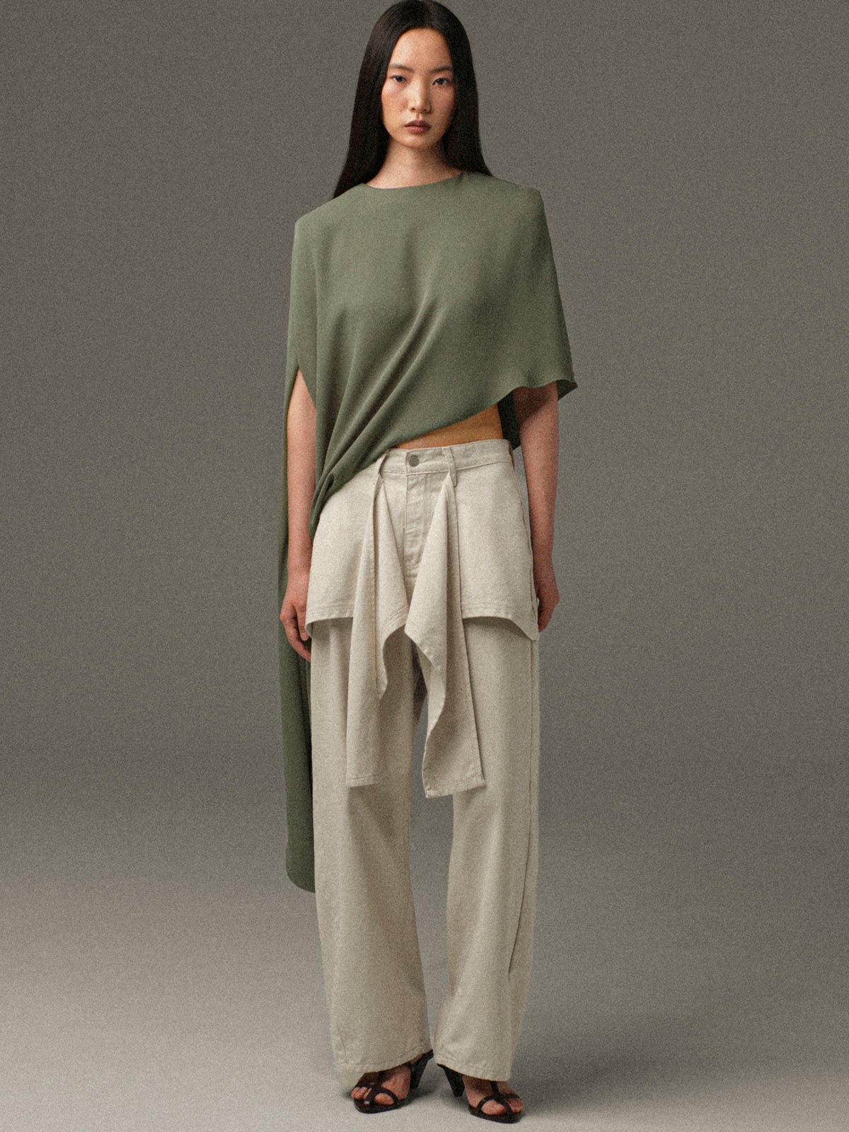 Pleno Wrap Panel Jeans, Beige