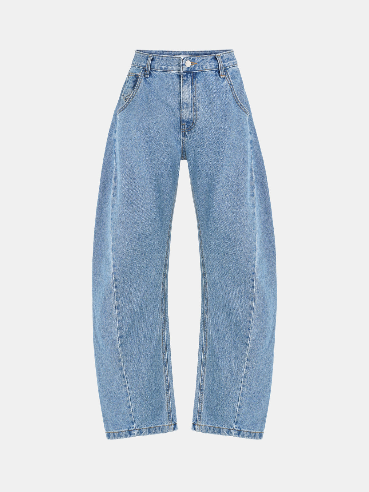 Miro Paneled Curved Jeans, Blue
