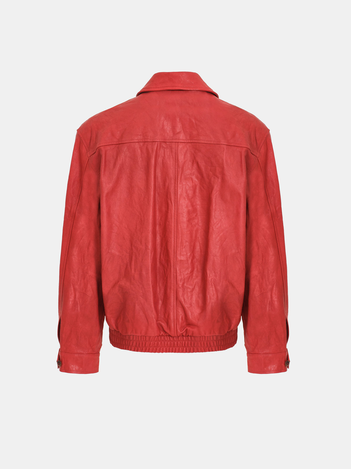 Rozi Crinkled Leather Jacket, Red