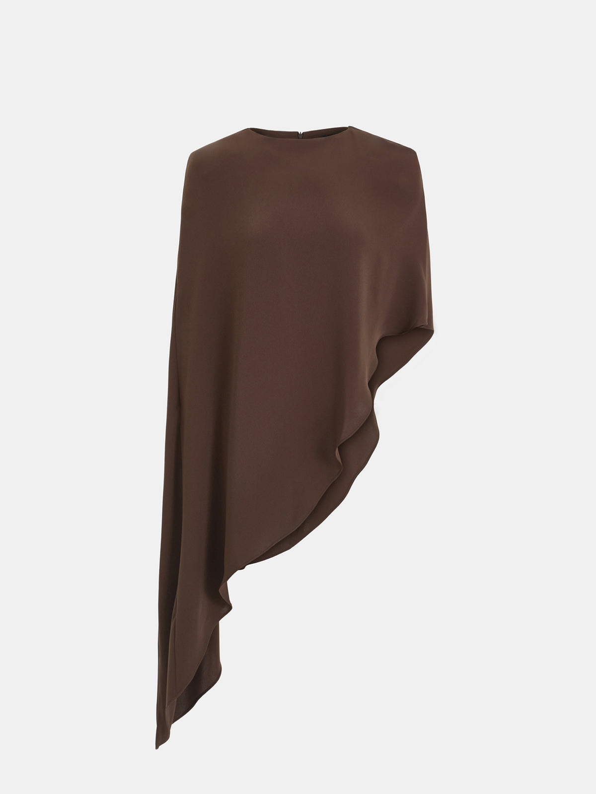 Amia Asymmetric Satin Blouse, Brown