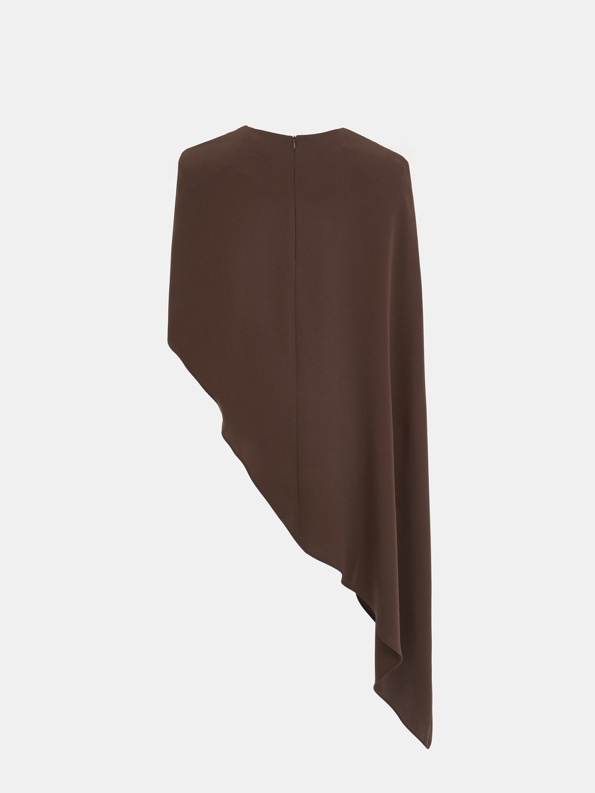 Amia Asymmetric Satin Blouse, Brown