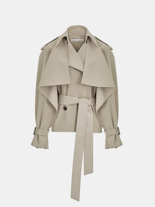Rufus Caped Short Trench, Beige