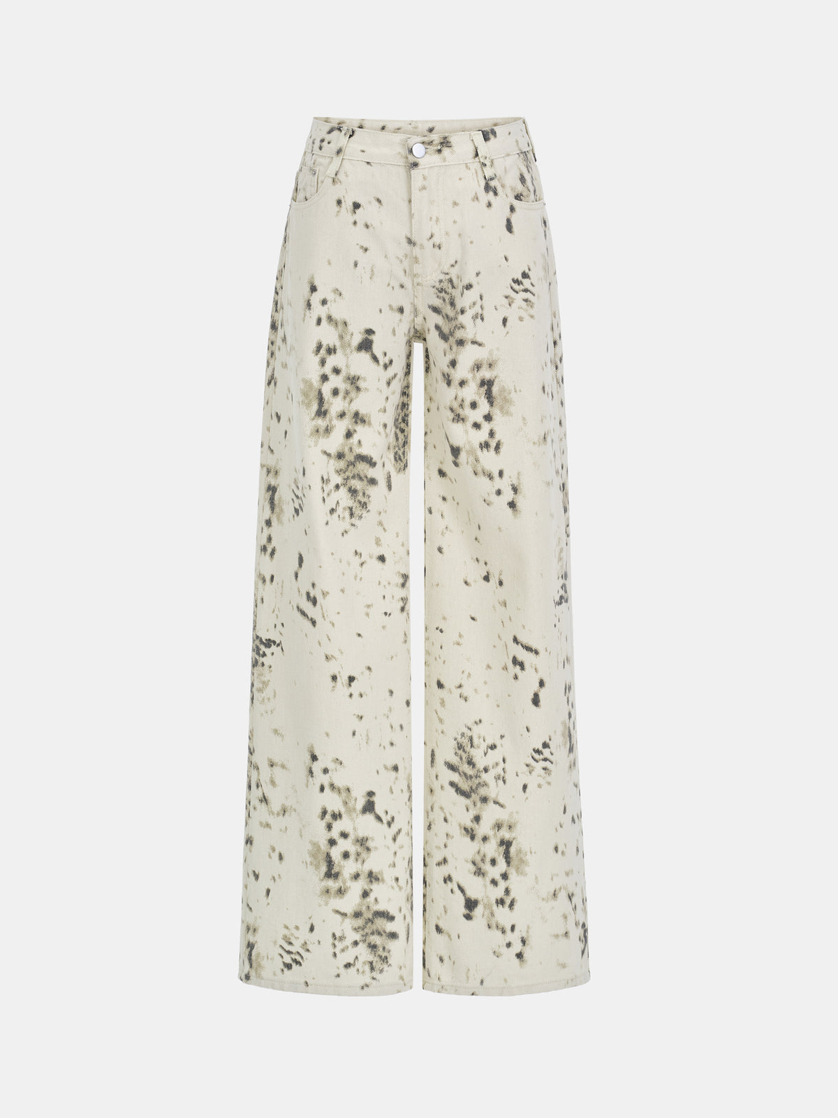Joan Leopard Denim Pants, Beige