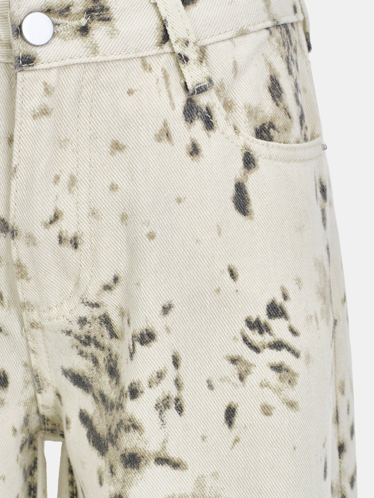 Joan Leopard Denim Pants, Beige