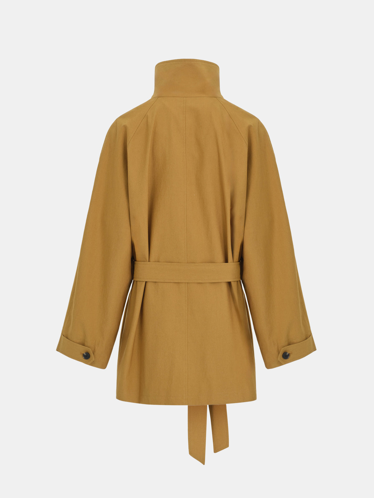 Ina High-Collar Belted Short Coat, Camel