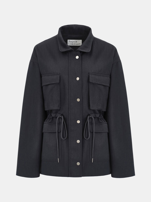 Adamo Satin-Effect Field Jacket, Charcoal