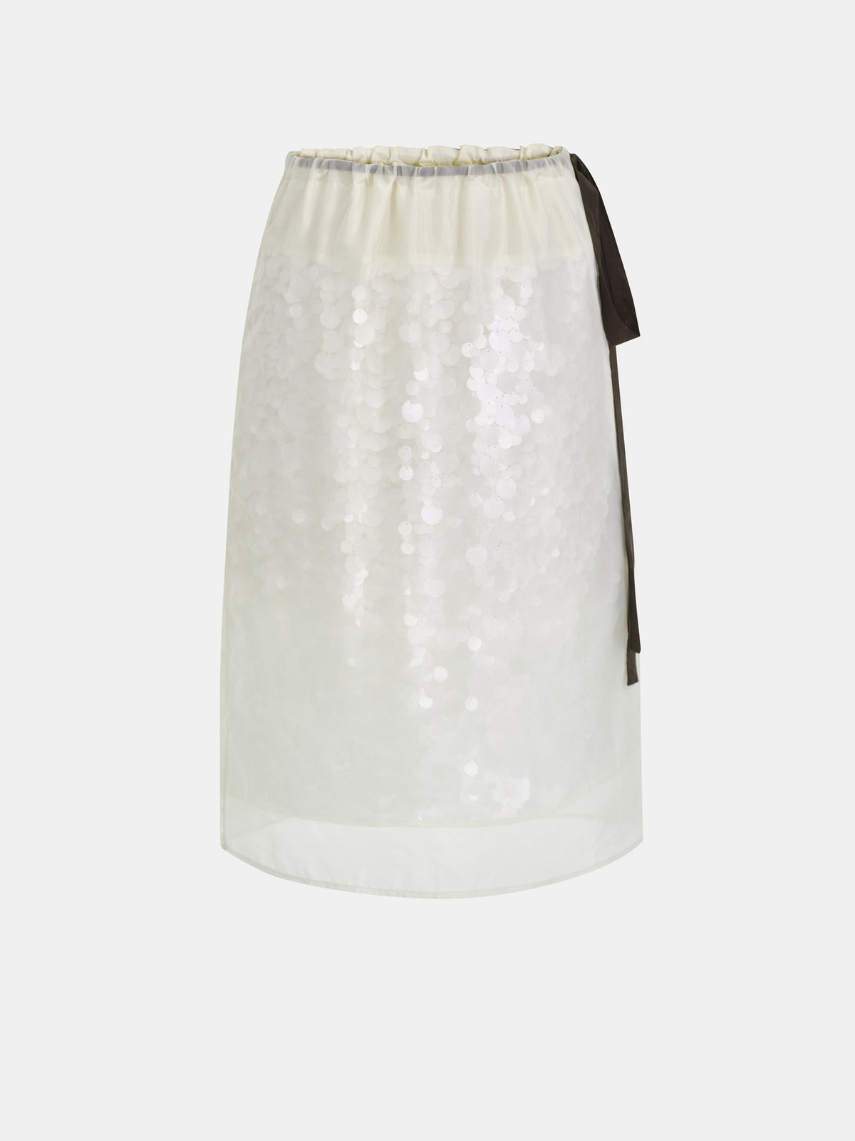 Aubre Veiled Sequin Skirt, Ivory