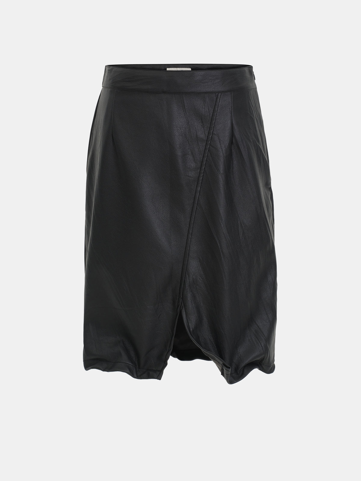 Allma Wired Faux-Leather Skirt, Black