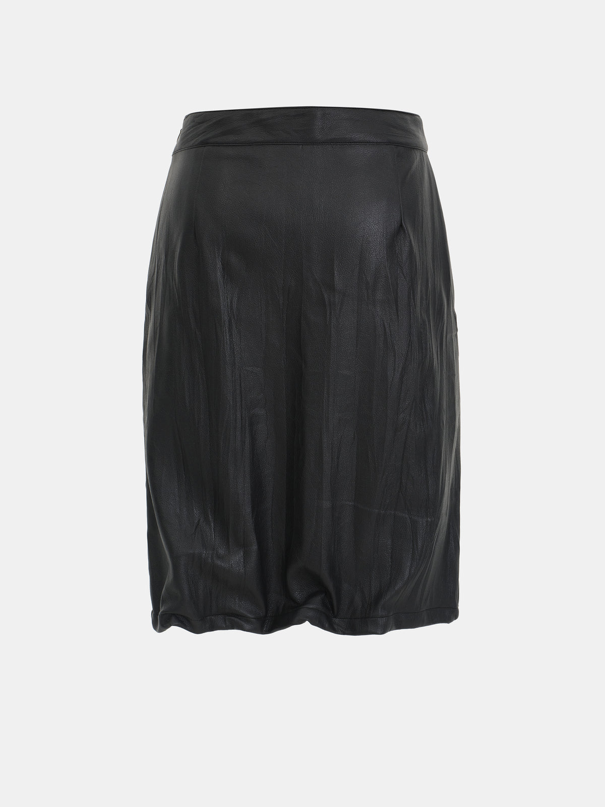 Allma Wired Faux-Leather Skirt, Black
