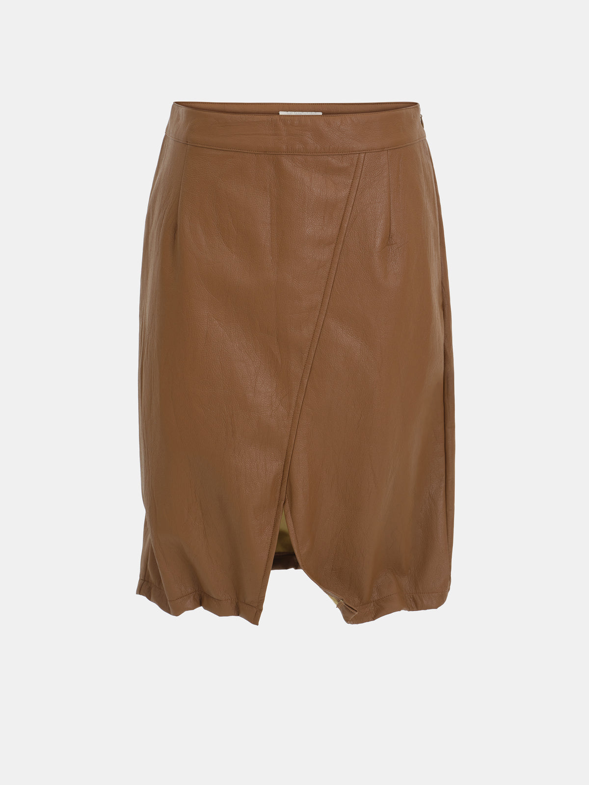 Allma Wired Faux-Leather Skirt, Brown