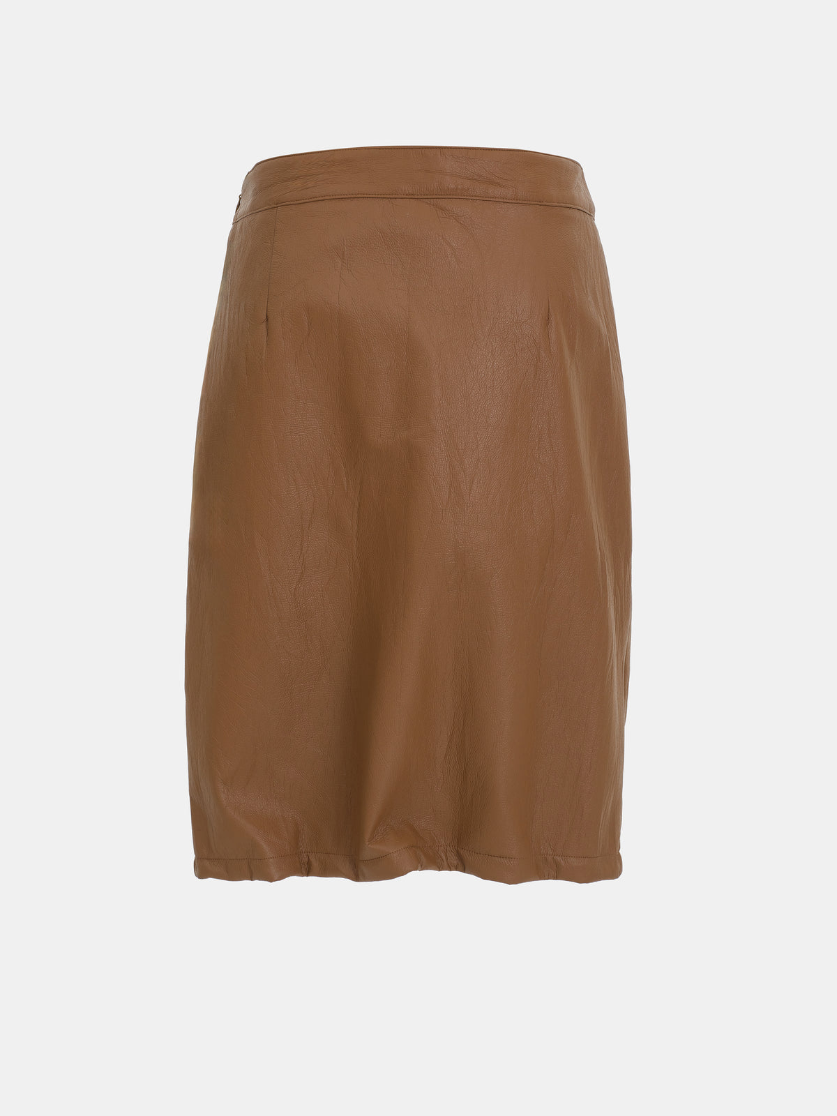 Allma Wired Faux-Leather Skirt, Brown