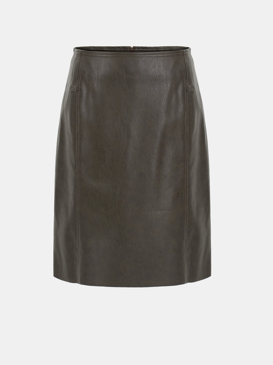 Pirro Faux-Leather Midi Skirt, Brown