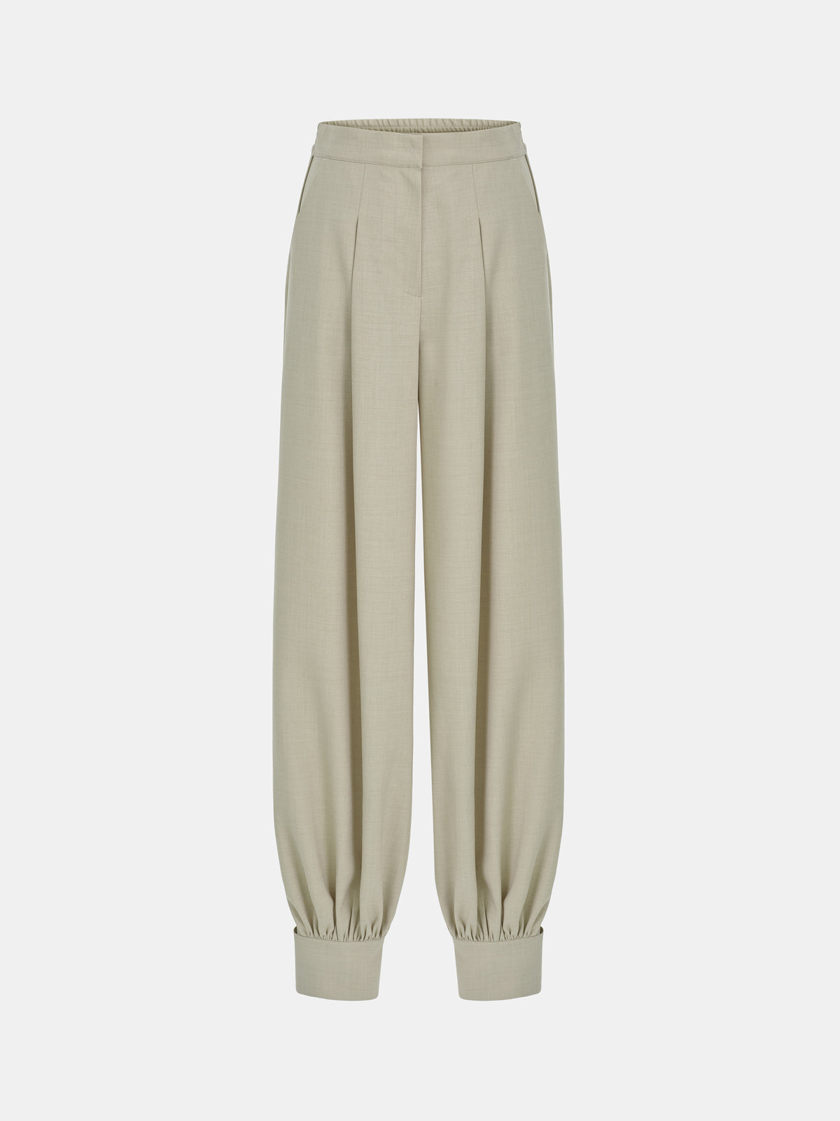 Leto Pleated Cuff Trousers, Beige