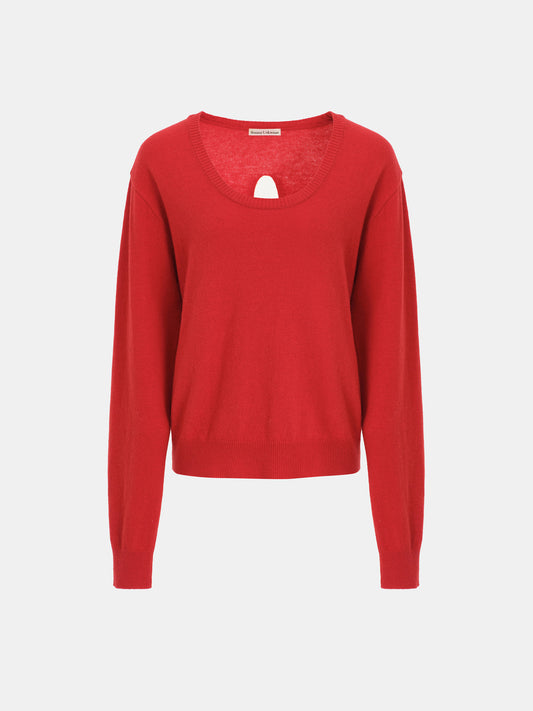 Evette Back Cutout Sweater, Red