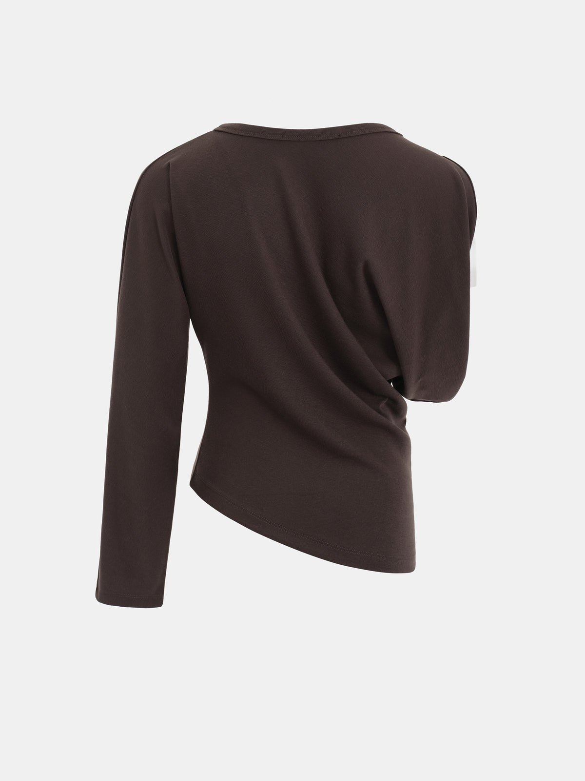 Jolie One-Sleeve Draped Top, Brown