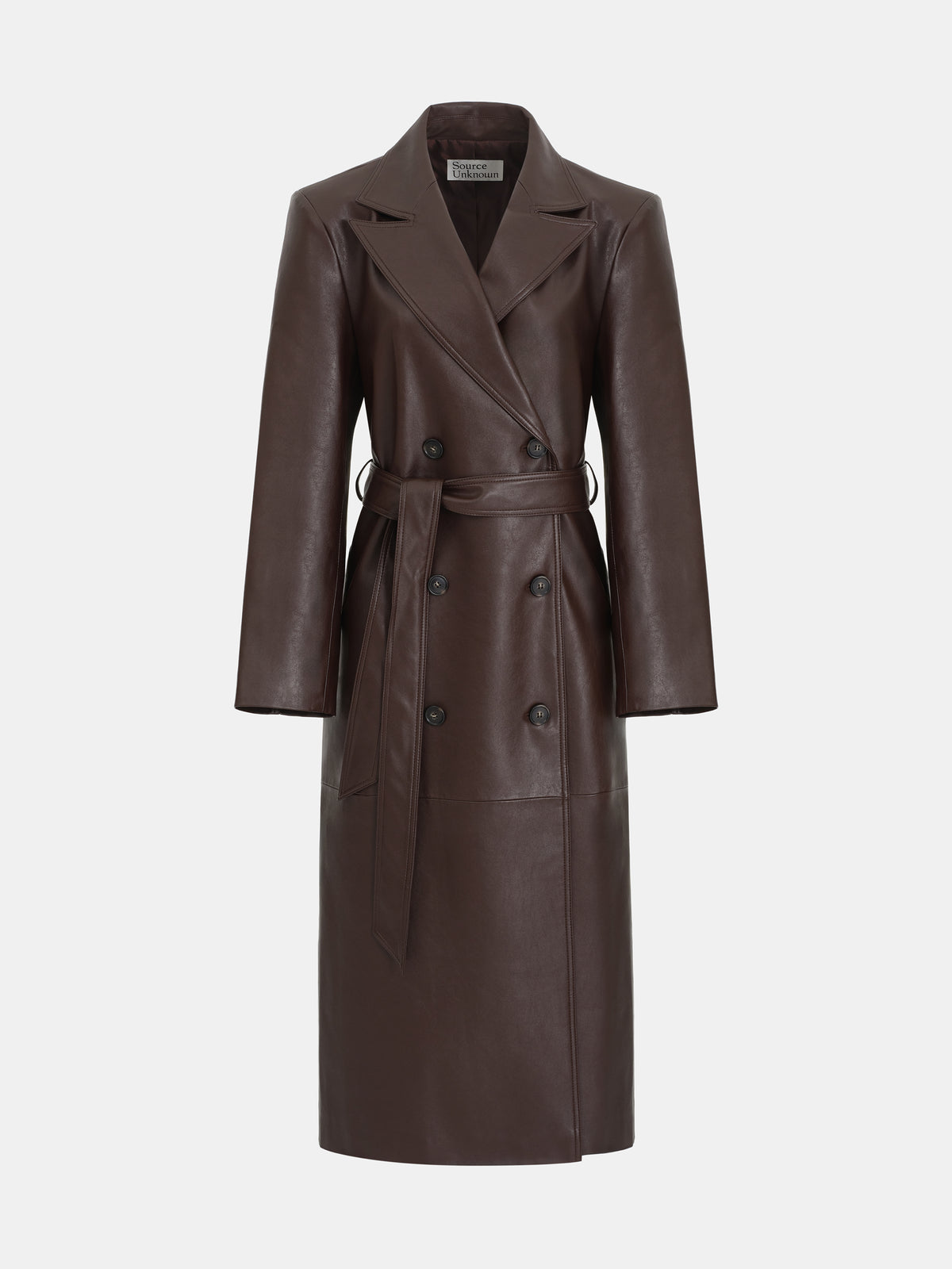 Briella Faux Leather Trench Coat, Burgundy