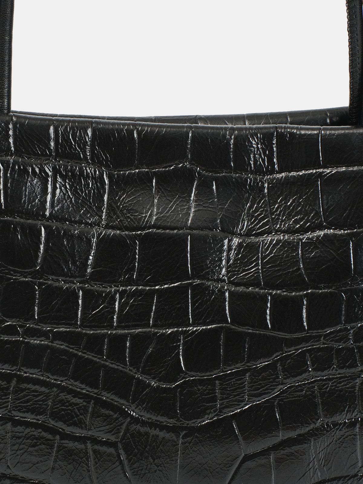 Sloane Croc-Effect Leather Mini Tote Bag, Black