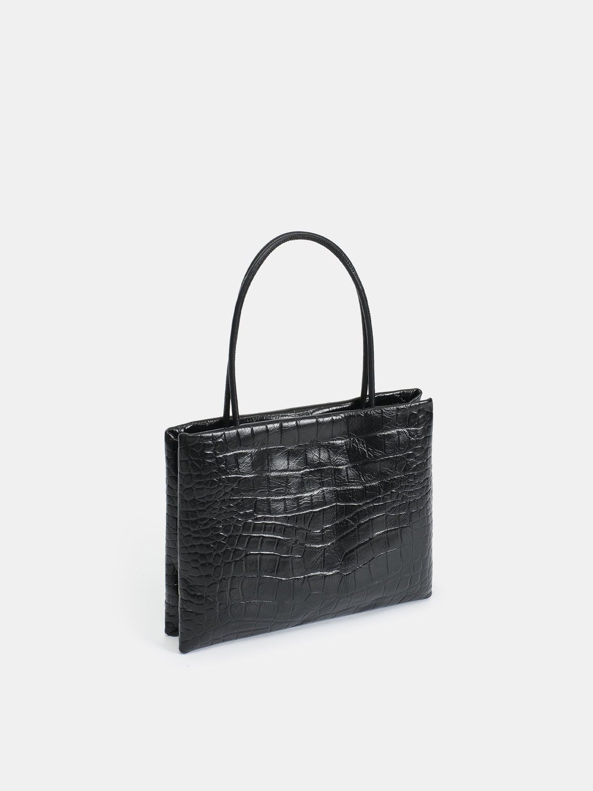 Sloane Croc-Effect Leather Mini Tote Bag, Black