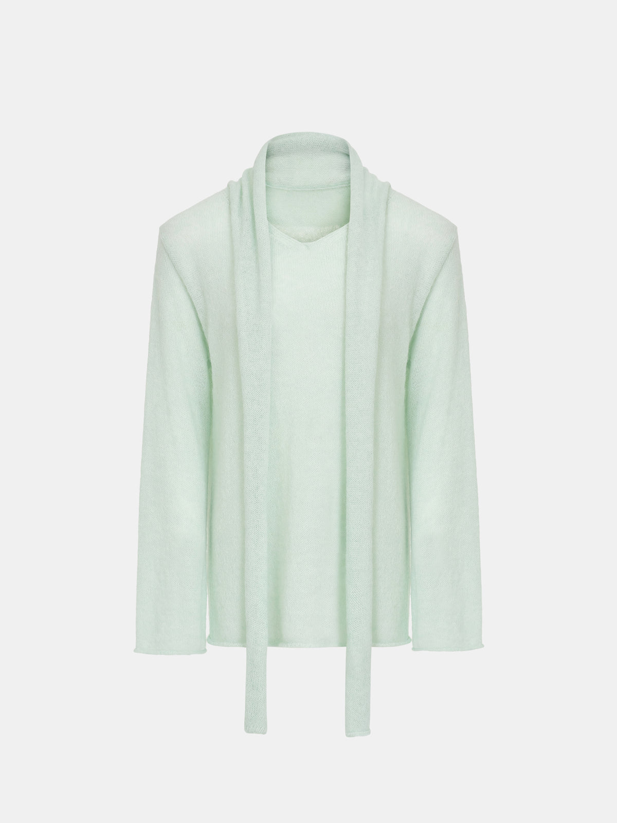 Carlie Scarf-Neck Knit Sweater, Mint