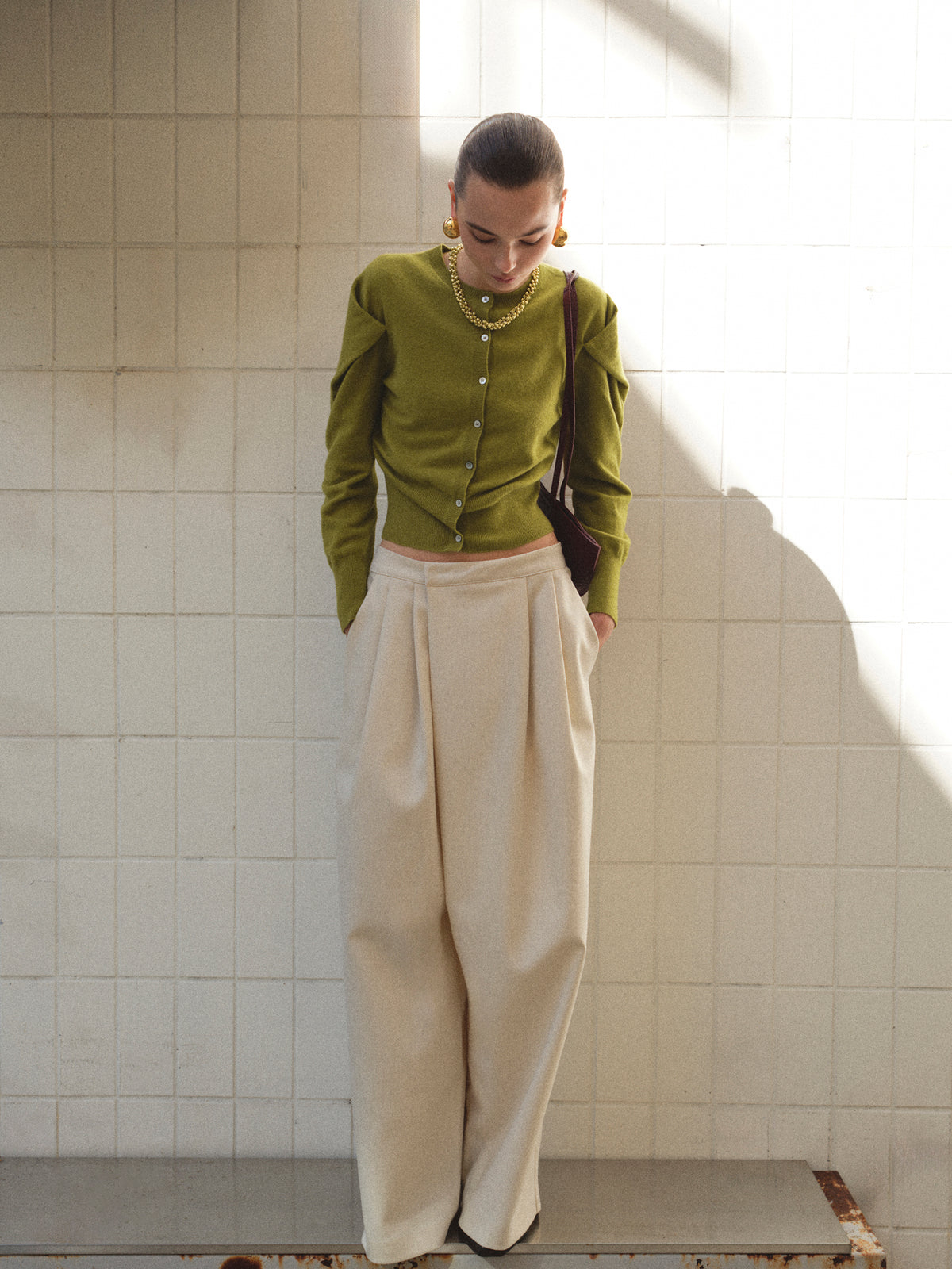 Leiko Pleated Trousers, Ivory