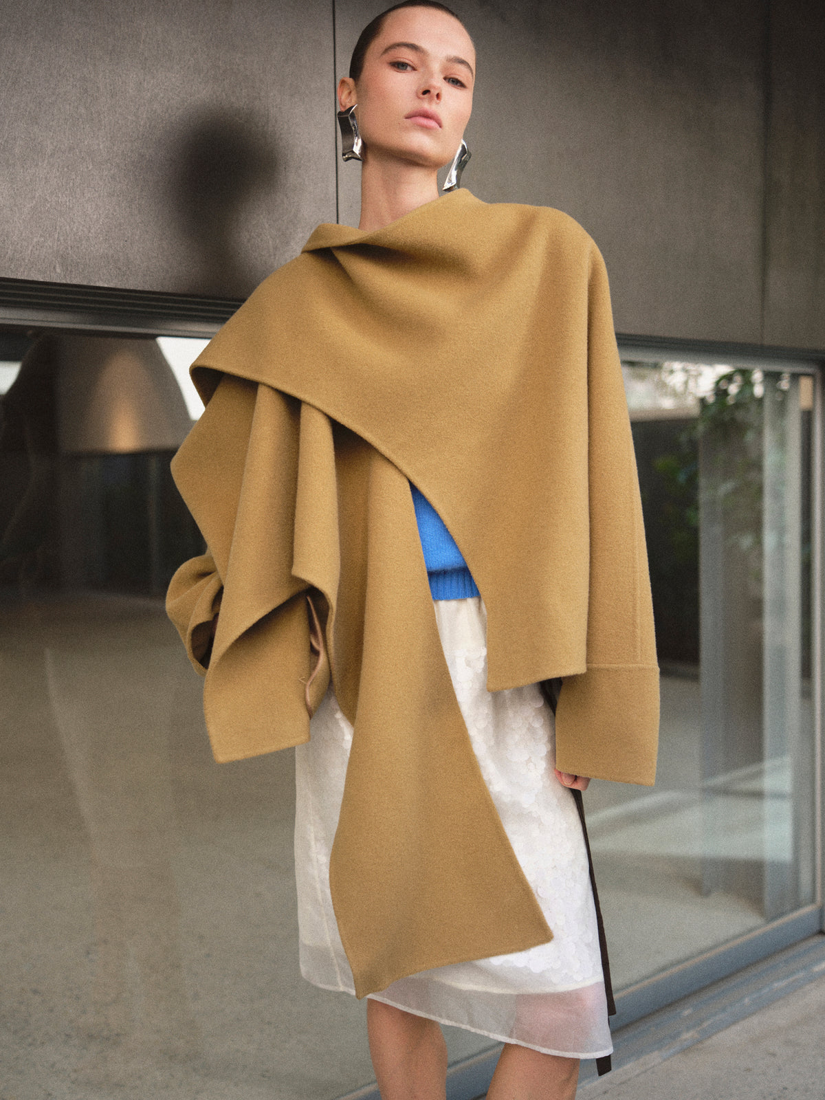 Nuage Scarf Coat, Tan
