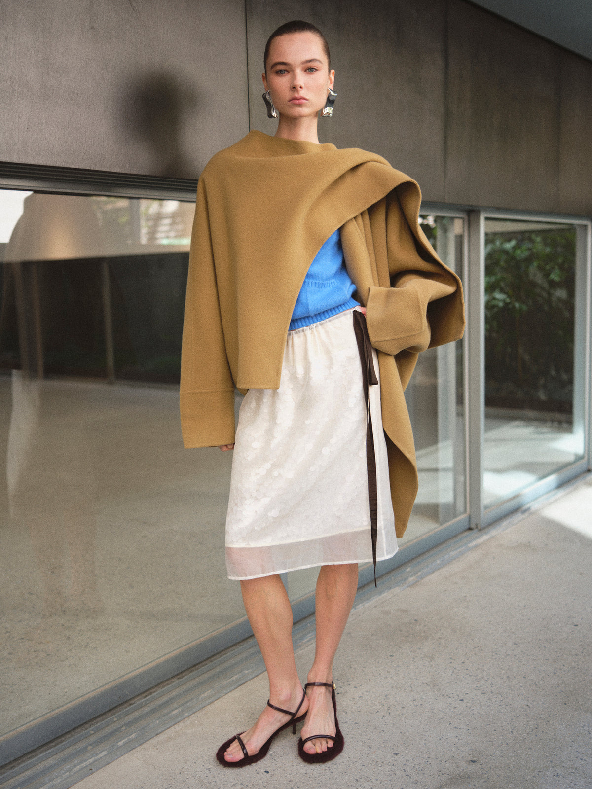 Nuage Scarf Coat, Tan