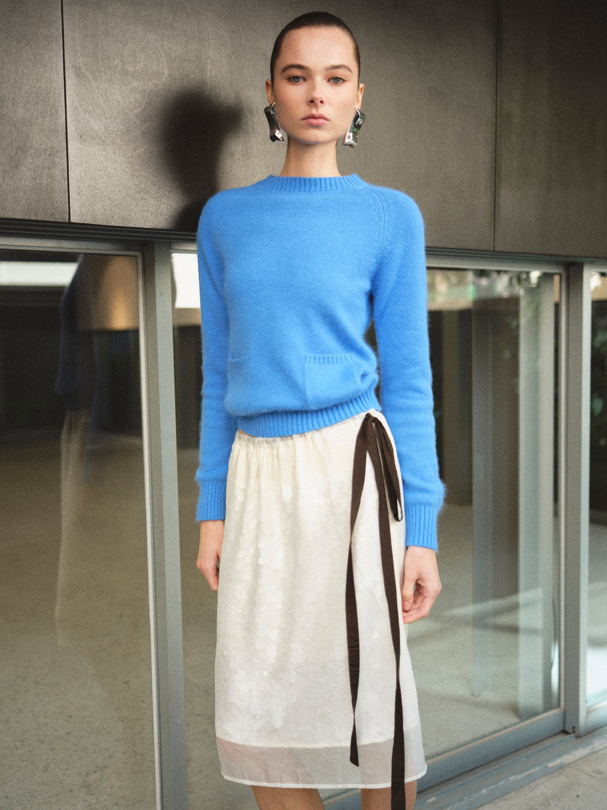 Rory Patch Pocket Knit Sweater, Blue