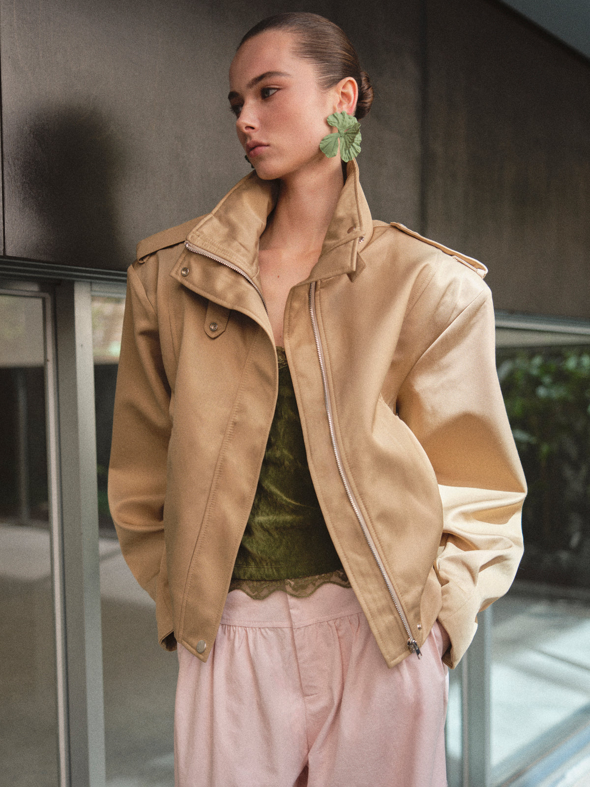 Barlow Flight Bomber Jacket, Beige