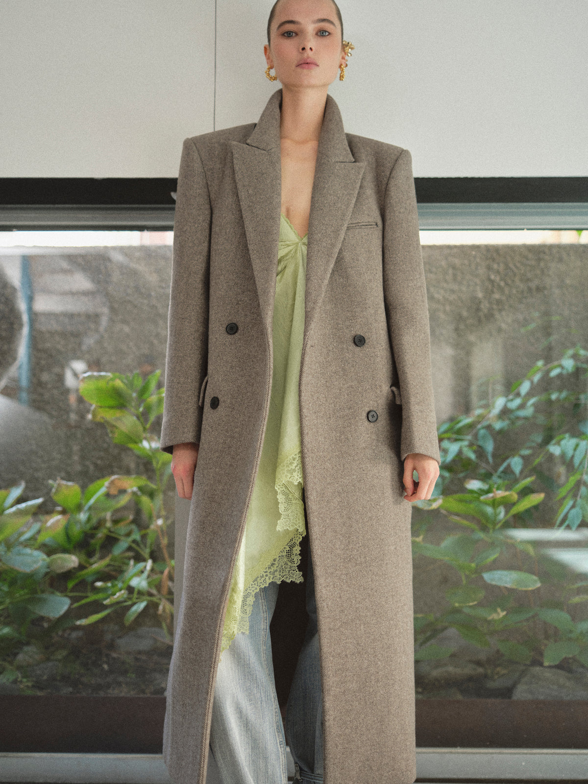 Reyna Long Coat, Beige