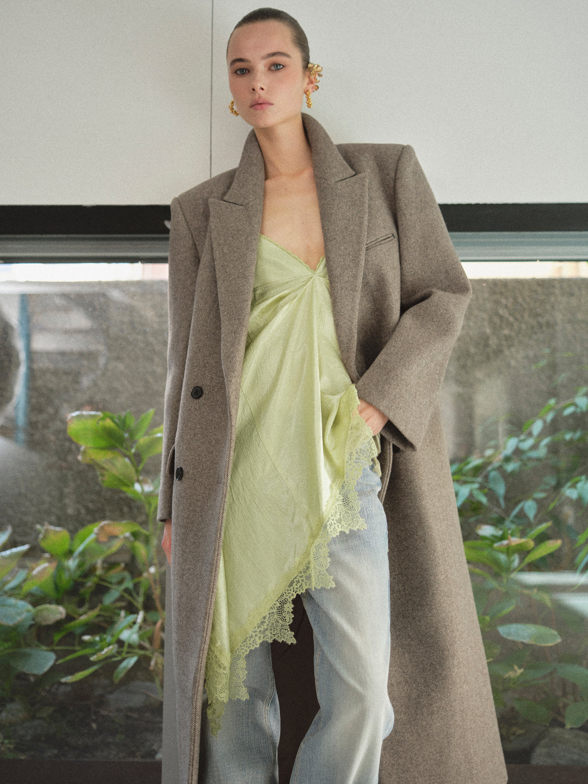 Reyna Long Coat, Beige