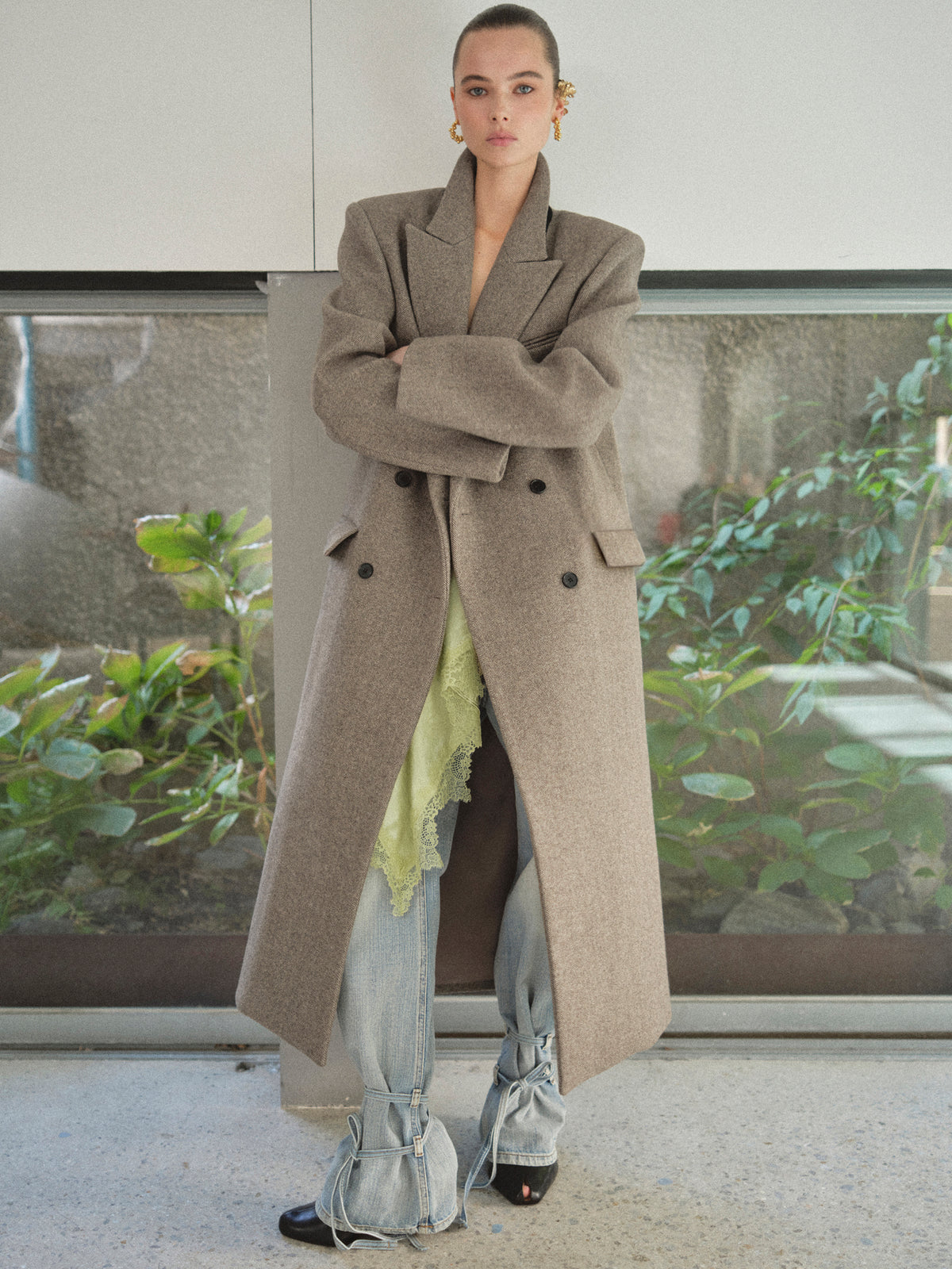 Reyna Long Coat, Beige