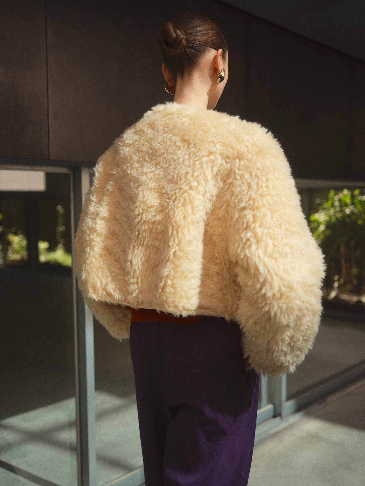 Daye Zip Shearling Jacket, Yellow