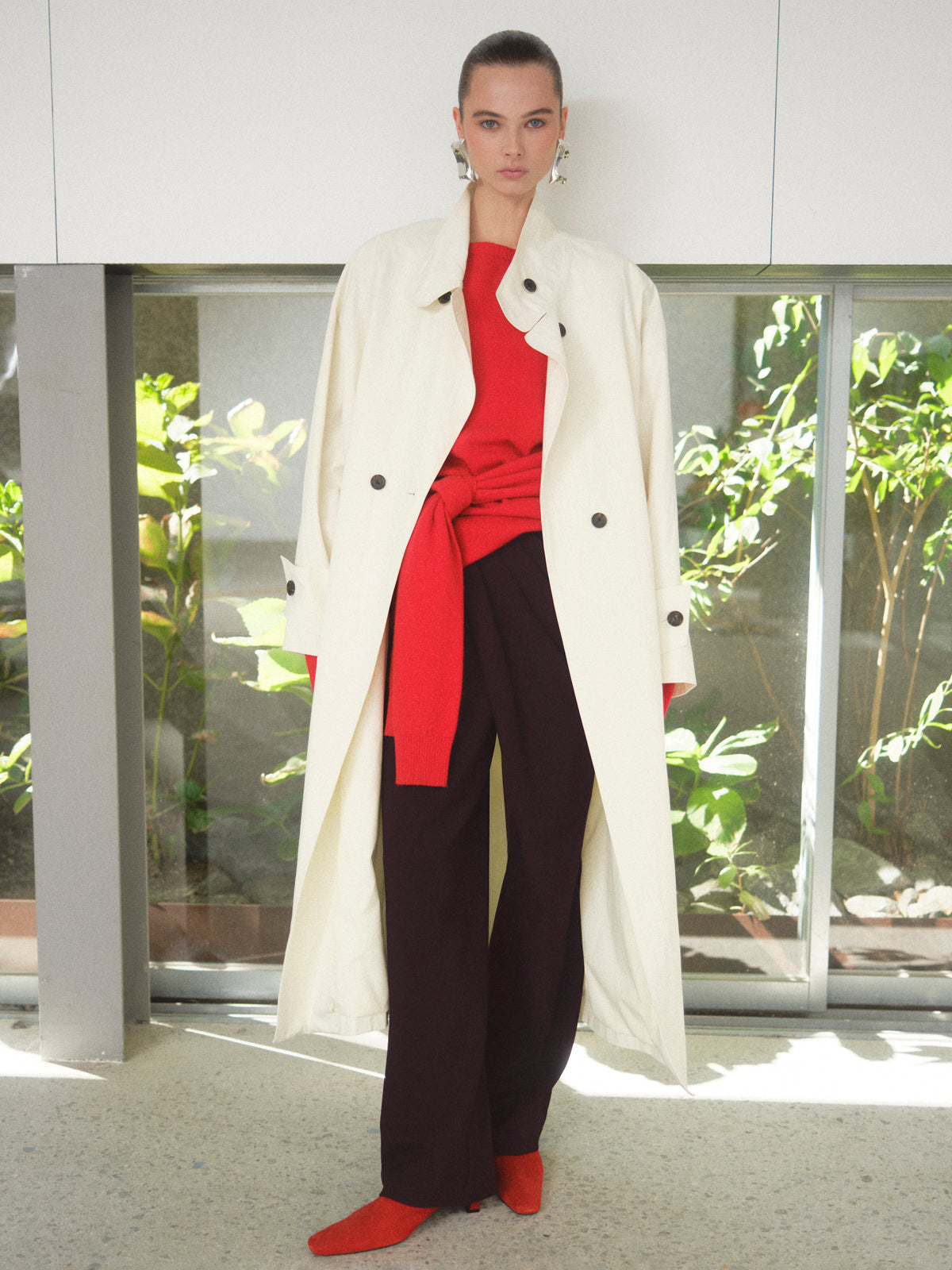 Irvin Voluminous Car Coat, Ivory