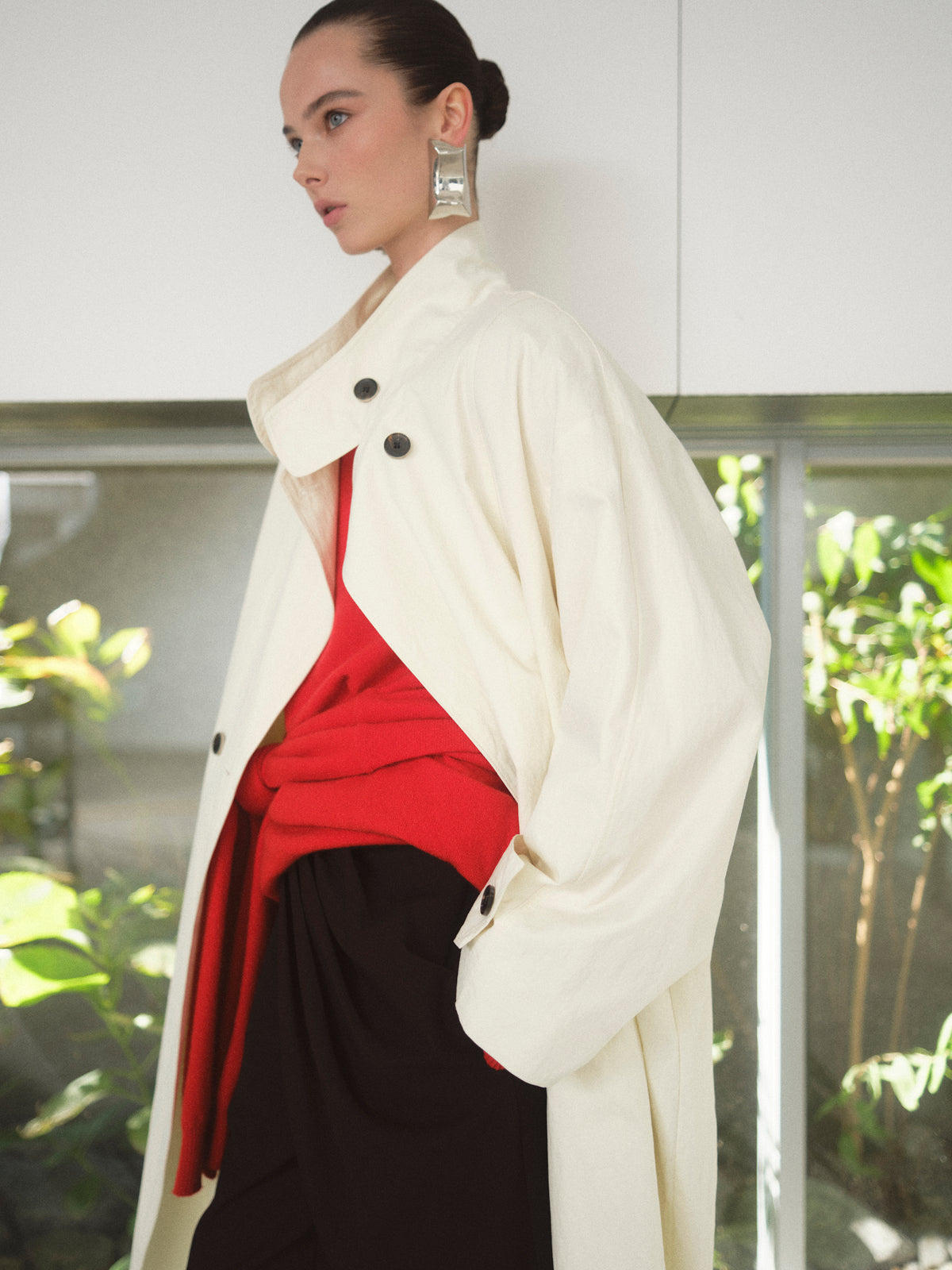Irvin Voluminous Car Coat, Ivory