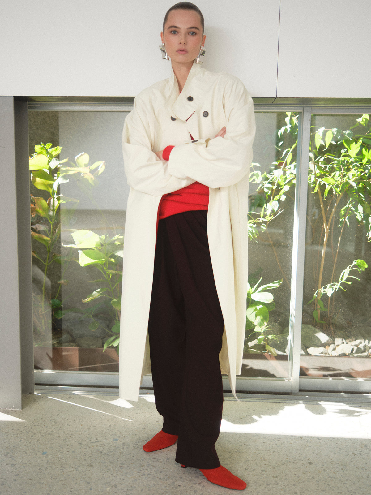 Irvin Voluminous Car Coat, Ivory