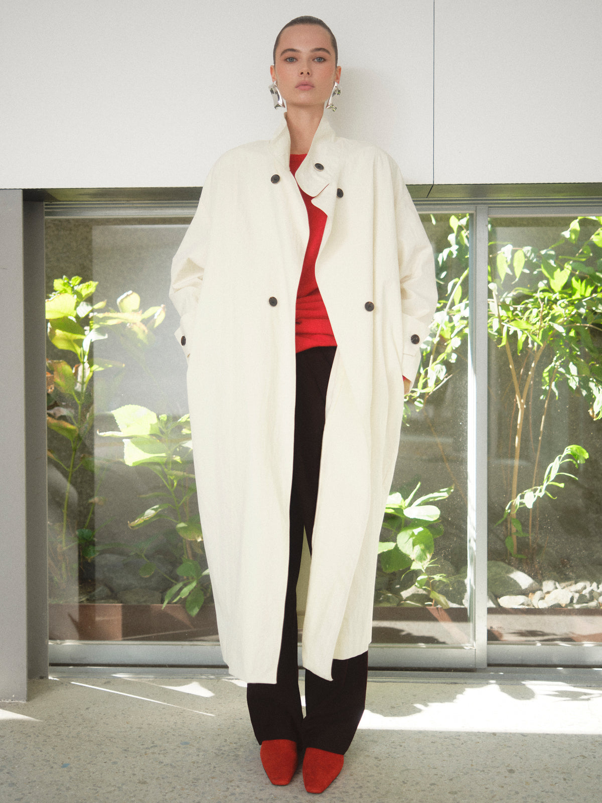 Irvin Voluminous Car Coat, Ivory