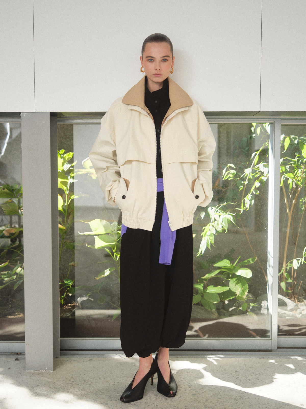 Carnaby Layered Collar Blouson Jacket, Ivory