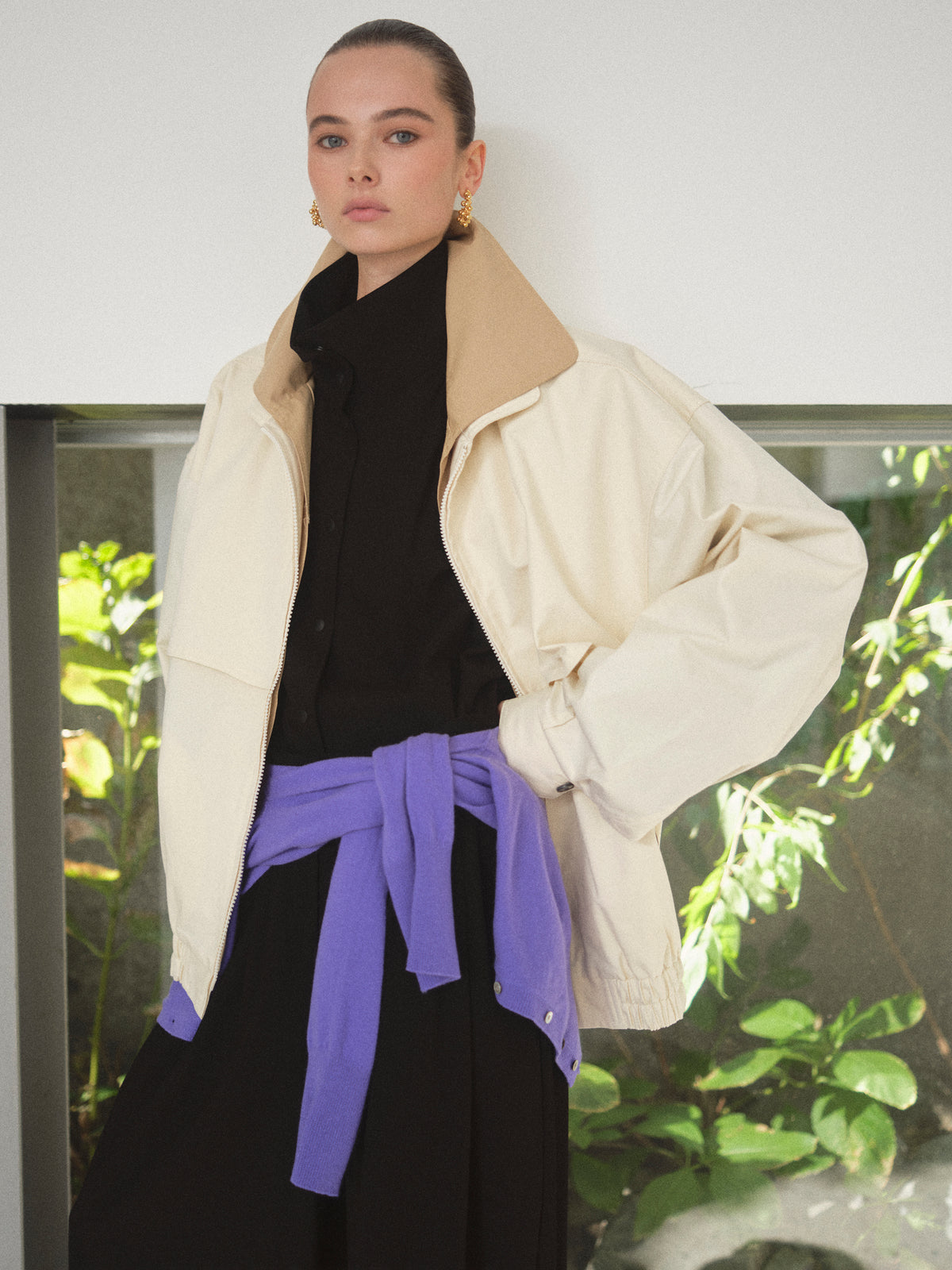 Carnaby Layered Collar Blouson Jacket, Ivory