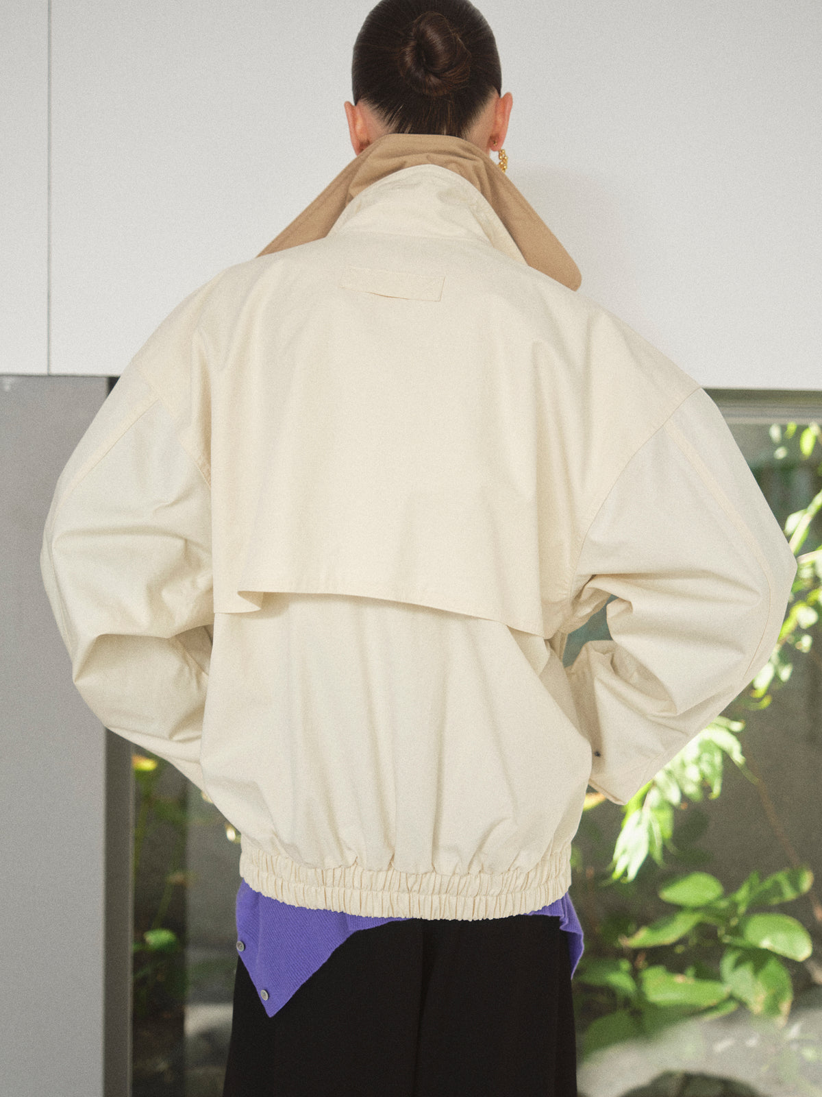 Carnaby Layered Collar Blouson Jacket, Ivory