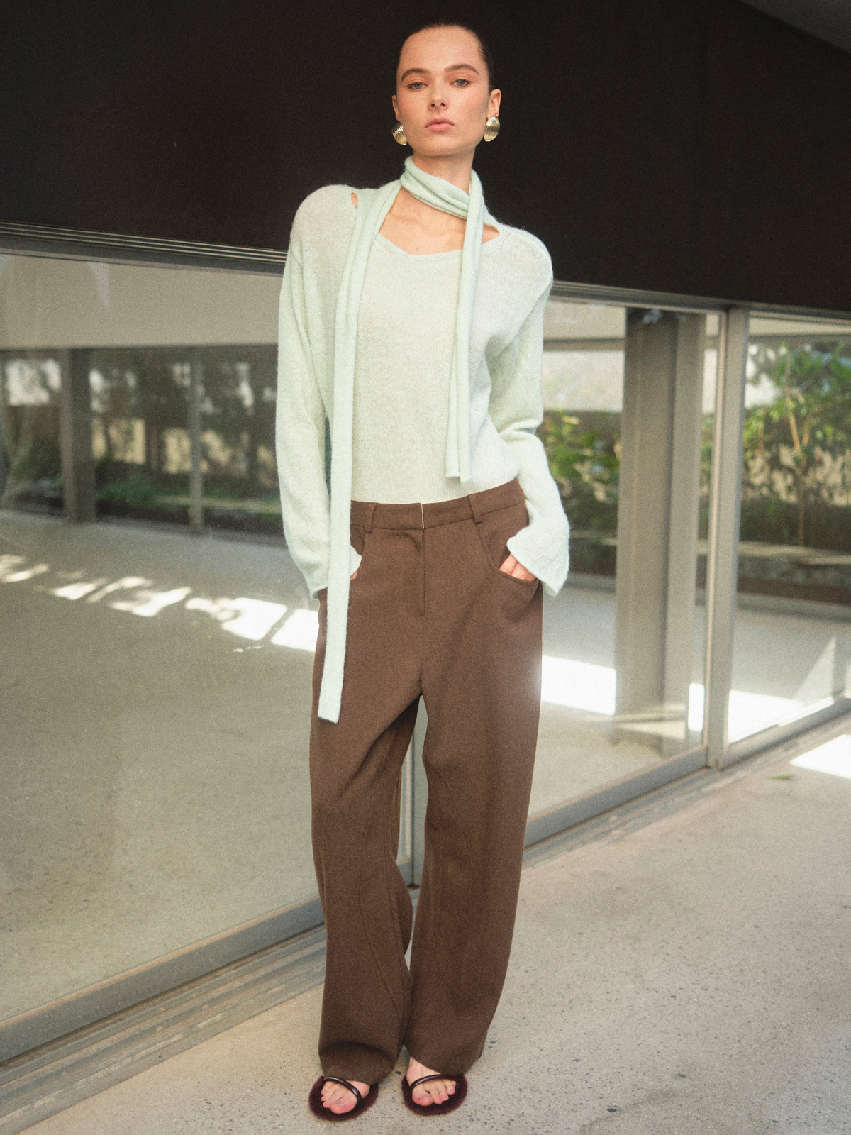 Roanna Wool-Blend Trousers, Brown