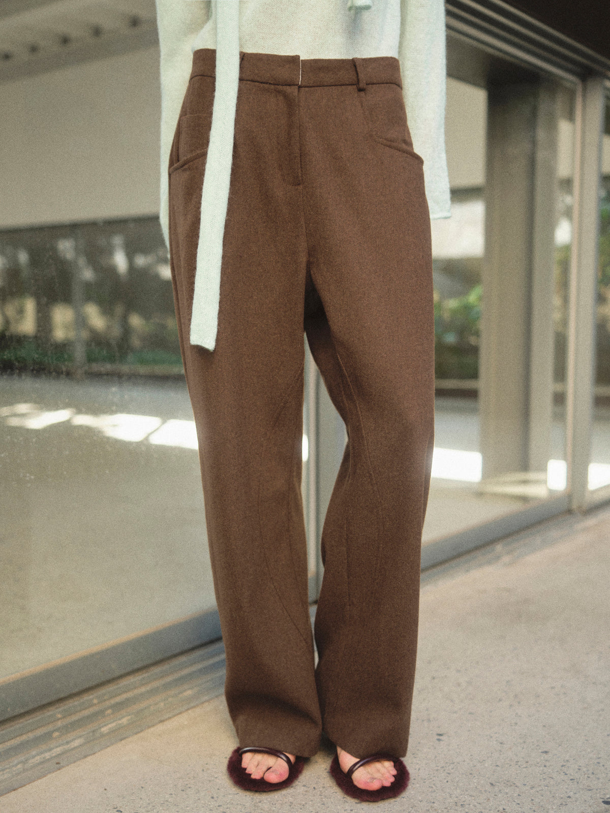 Roanna Wool-Blend Trousers, Brown